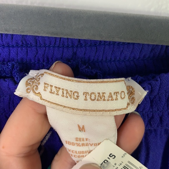 FLYING TOMATO Blue Off Shoulder Embroidered Dress - Picture 4 of 11